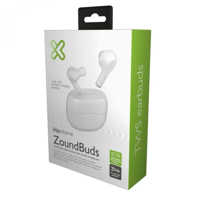 Audífonos Bluetooth Smart Touch Klip Xtreme ZoundBuds In-ear con Micrófono Blanco (1).webp