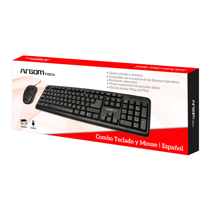 Teclado y Mouse Alámbrico Argom Classic Negro Español