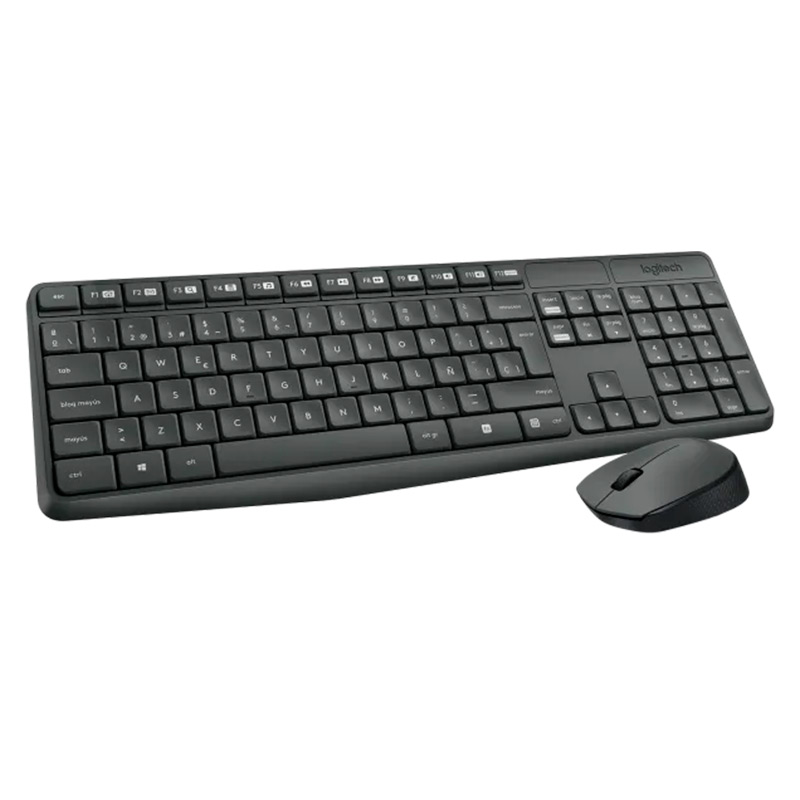 Teclado y mouse Logitech MK235 Inalámbrico USB Negro en español
