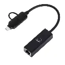 Adaptador 2 en 1 USB a Ethernet UnnoTekno AD3007BK Macho-Hembra Negro.webp