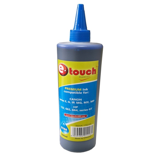 Tinta 500ml Canon / HP / Epson Cyan e-touch® 
