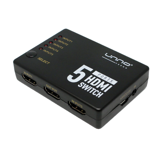 Switch Unno Tekno HB1203BK 5 Puertos HDMI 4K 